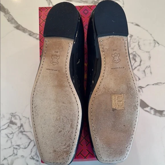 Tory Burch Black Patent Leather Flats-Navy - Picture 4 of 6